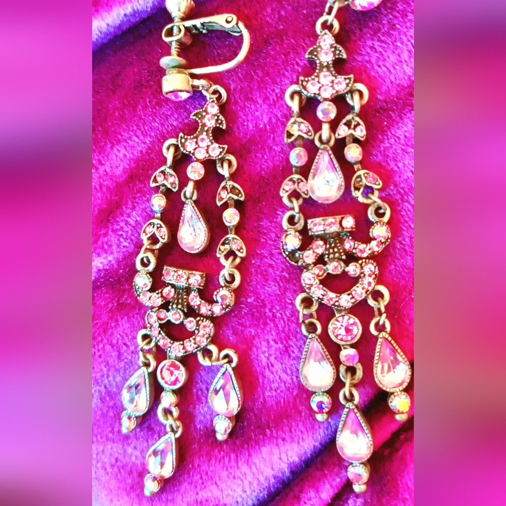 Elegant Pink Crystal Drop Earrings